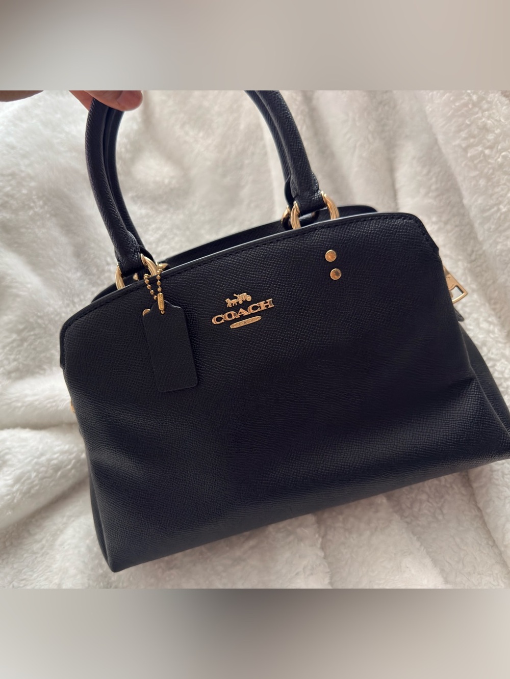 Coach Black Leather Satchel with Gold Hardware